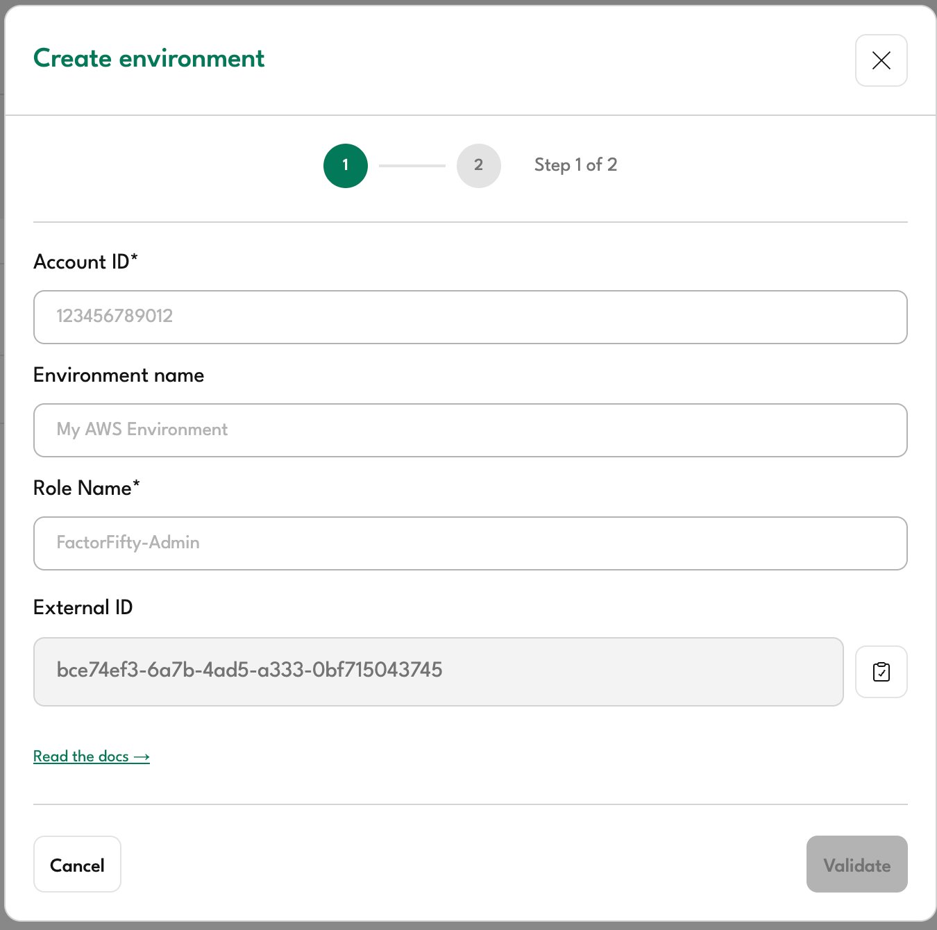 Create environment - Step 1