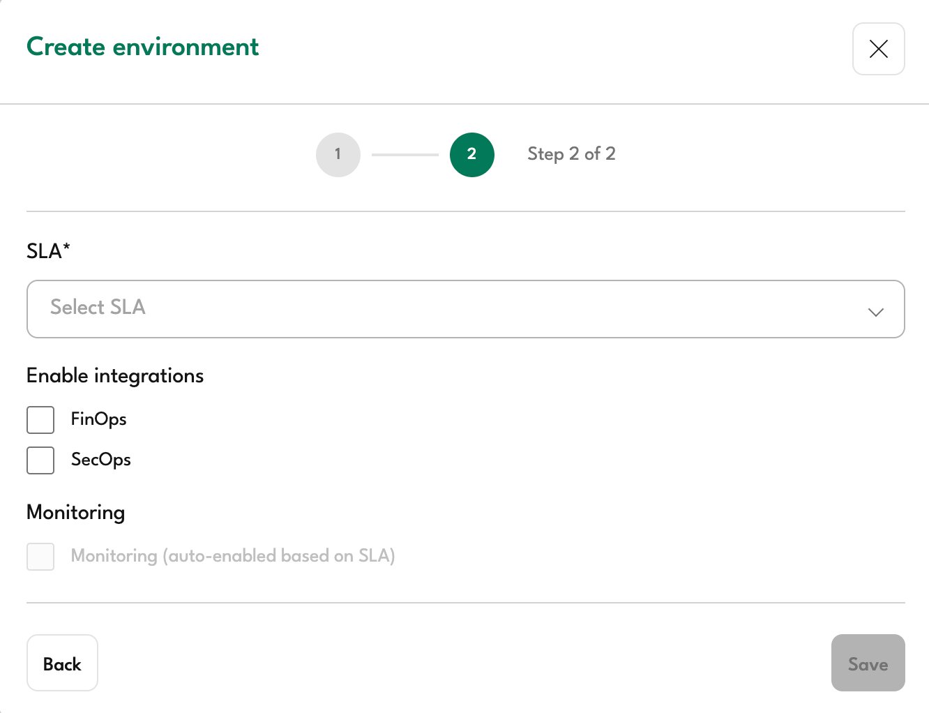 Create environment - Step 2